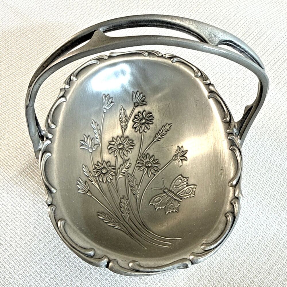 Vintage Frieling-Zinn Pewter Basket with Handle 95% Germany - Detailed Embossed